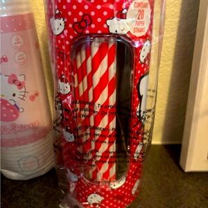Sanrio Hello Kitty Tin Box with 20 Paper Straws